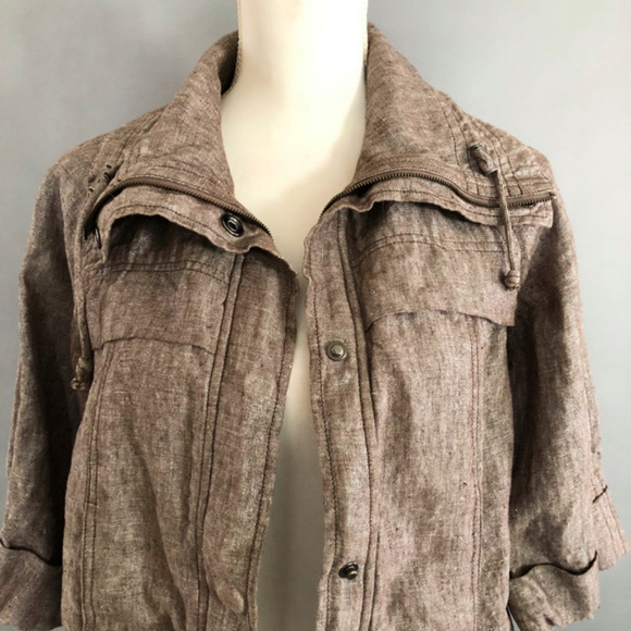 Silk Culture Tan Cropped Zip Up Coat - Picture 6 of 6